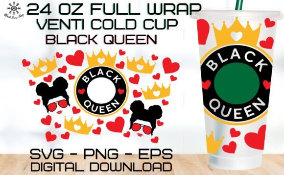 Black Queen Wrap Venti Cold Cup Graphics
