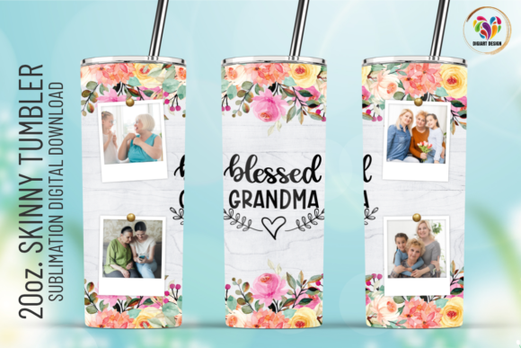 Blessed Grandma Photo Frame Tumbler Wrap: Graphics & Print Templates