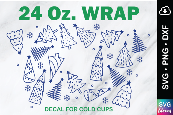 Christmas Tree 24oz Full Wrap Tumbler Graphics & Print Templates