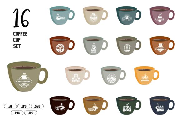Coffee Cup Set: Illustrations & Graphics for Local Branding