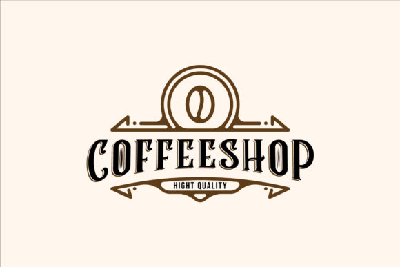 Coffee Shop Logo Line Art Vintage Vector: Graphics & Logos