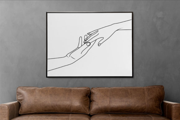 Couple Hands Line Drawing Graphics & Illustrations