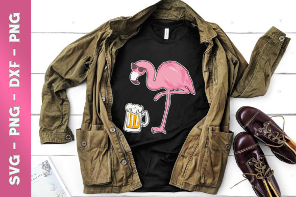 Flamingo Drinking Beer Graphics for T-Shirt Designs