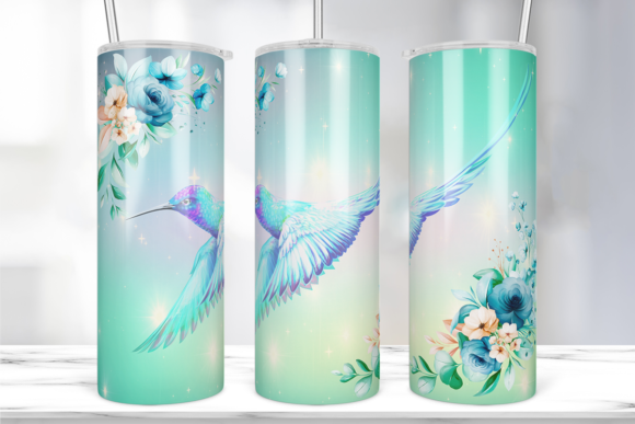 Floral Hummingbird Tumbler Wrap: Graphics & Print Templates