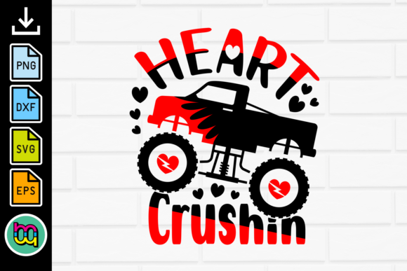 Heart Crusher SVG Monster Truck Valentin: Graphics for Bold Crafts