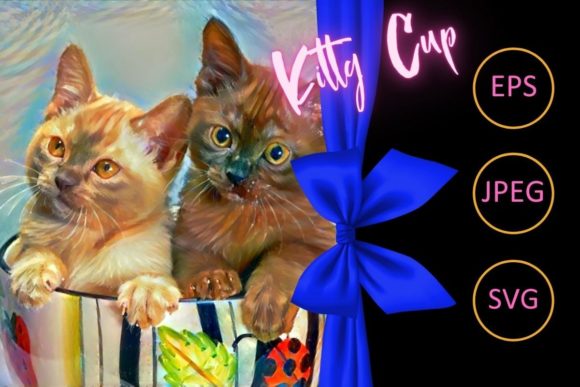 Kitty Cup Painting: Graphics & Illustrations for Warm Editorial Charm
