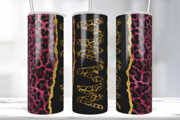 MAMA Leopard Glitter 20oz Tumbler Graphics & Print Templates