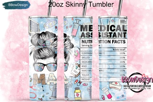 Medical Assistant Nutrition Fact Tumbler Graphics