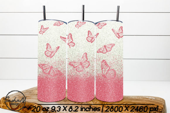 Pink Butterflies Sublimation Tumbler: Graphics & Print Templates