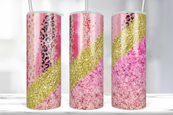 Pink Gradient Glitter 20oz Tumbler Wrap: Graphics & Print Templates