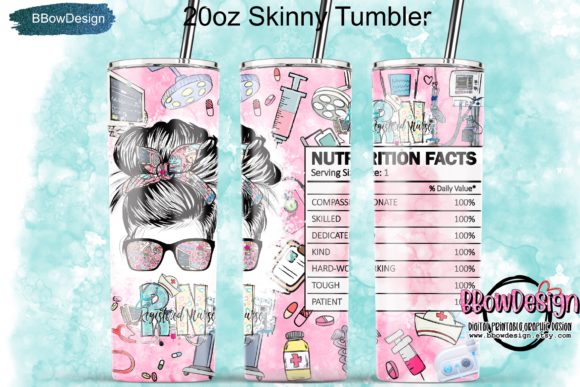 RN Nurse Nutrition Facts Skinny Tumbler Graphics