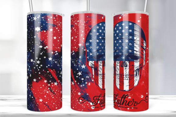 Skulls USA Flag 20oz Tumbler Wrap