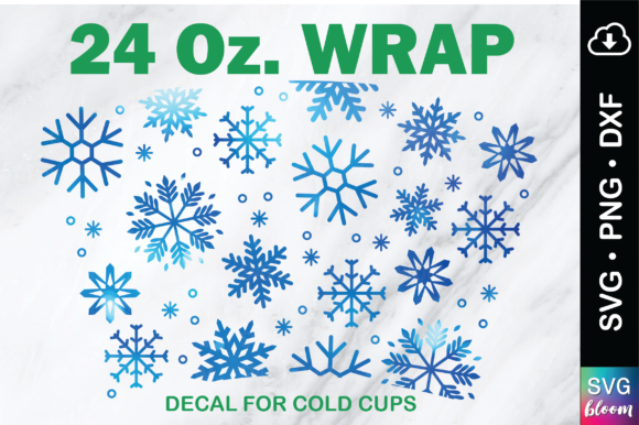 Snowflake No Hold 24oz Full Wrap Tumbler Graphics
