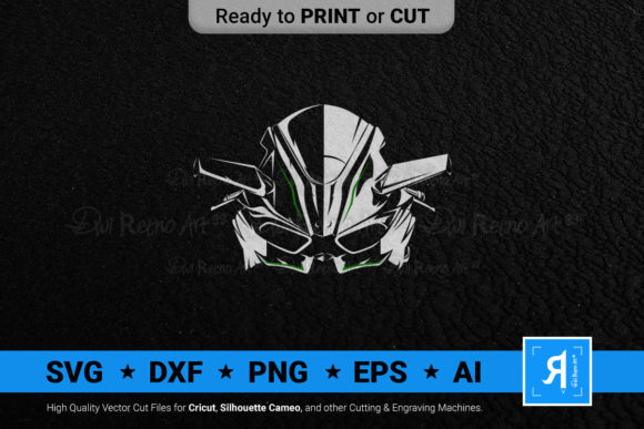 Sport Motorcycle Logo Silhouette Green Graphics for Crafts