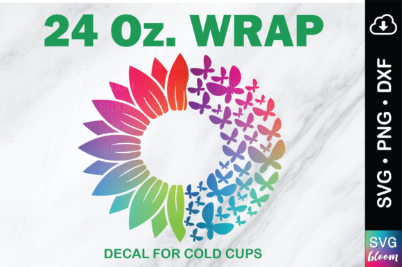 Sunflower Butterfly 24oz Wrap Tumbler